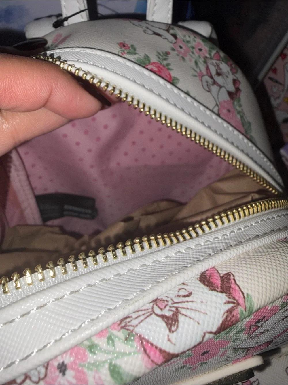 RARE! Pre Funko Heart Tag Pink & Cream Marie Floral Mini Backpack